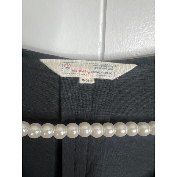 Odd Molly Black Swiss Dot V Neck Long Sleeve Mini Dress Size M - Picture 6 of 8